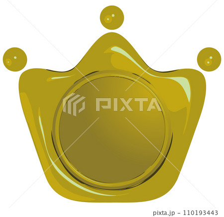 王冠のシールワックスエンブレム　黄色　ベクターイラストレーション 110193443