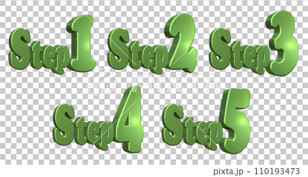 3DCG文字[Step1/Step2/Step3/Step4/Step5]グリーン,緑のイラスト素材 [110193473] - PIXTA