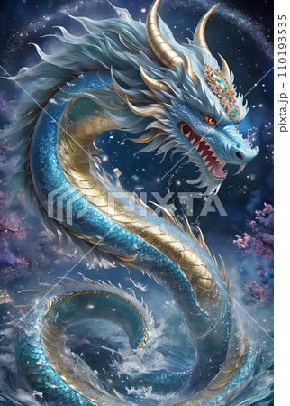 海神 水神 龍神 龍 の開運 スピリチュアル イラスト アート（AI生成