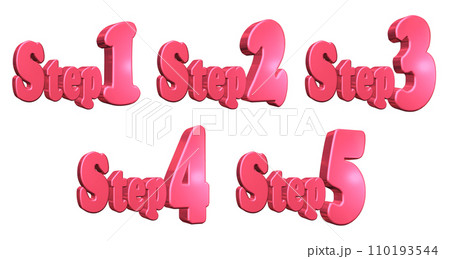 3DCG文字［Step1/Step2/Step3/Step4/Step5］レッド,赤 110193544