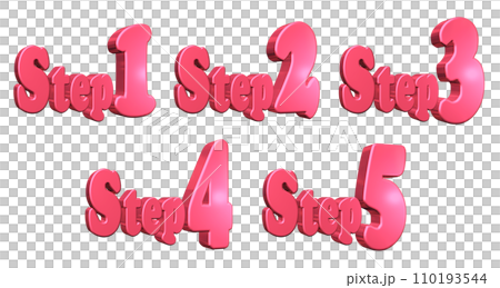 3DCG文字［Step1/Step2/Step3/Step4/Step5］レッド,赤 110193544
