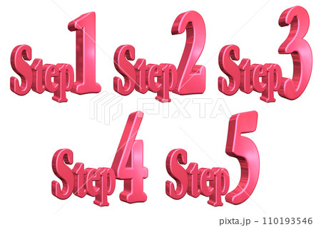3DCG文字［Step1/Step2/Step3/Step4/Step5］レッド,赤 110193546