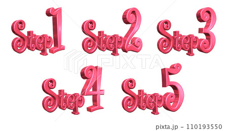 3DCG文字［Step1/Step2/Step3/Step4/Step5］レッド,赤 110193550