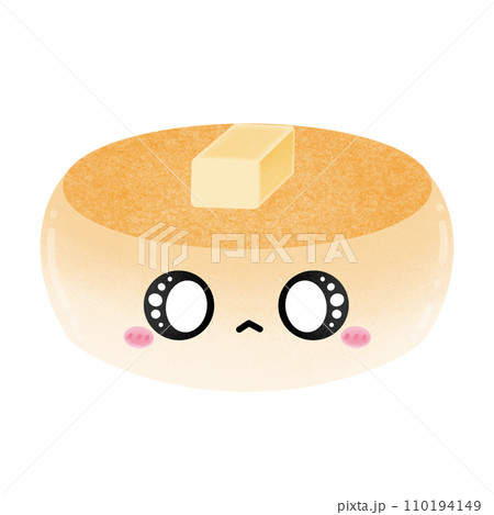 Cute Pancake Mascot Character Kawaii Cartoon Pancake With Topping Butter Cartoon illustration Pancake Drawing Fluffy Japanese Pancake Big Pancake 110194149