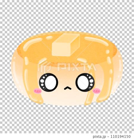 Cute Pancake Mascot Character Kawaii Cartoon Pancake With Topping Honey Maple Syrup And Butter Cartoon illustration Pancake Drawing Fluffy Japanese Pancake Big Pancake 110194150