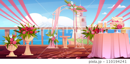 Wedding ceremony scene on sea beach Wedding ceremony scene on sea beach 110194241
