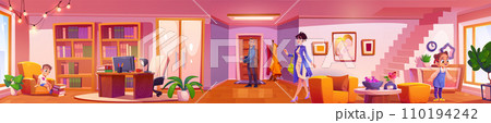 Happy family in modern house Happy family in modern house 110194242