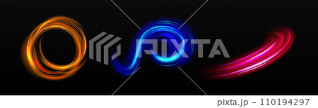 Light waved and circular neon elements 110194297