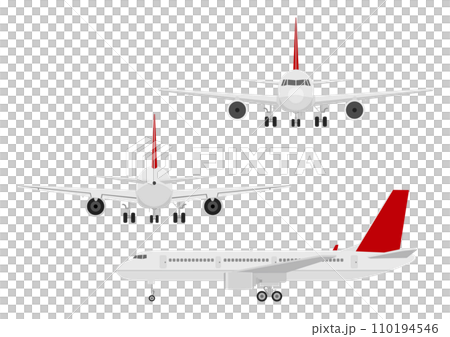 著陸飛機的前部、後部和側面 著陸飛機的前部、後部和側面 110194546