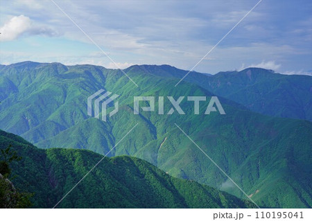 大無間山崩落地からの身延山地 大無間山崩落地からの身延山地 110195041