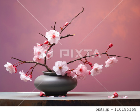Cherry blossom flower arrangement (real - Stock