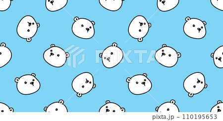 bear polar seamless pattern vector teddy face head pet cartoon doodle gift wrapping paper tile background repeat wallpaper illustration animal scarf isolated design 110195653