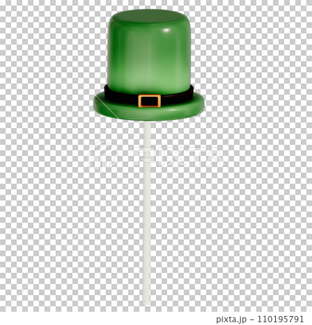 St. Patrick's day dessert Chocolate Mint leprechaun cake pop with shamrock on transparent background, 3D Rendering 110195791