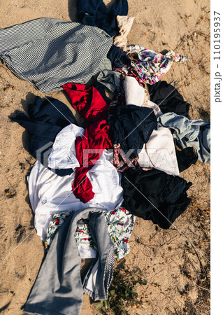 Desert Full of Used clothes and textile dump Desert Full of Used clothes and textile dump 110195937