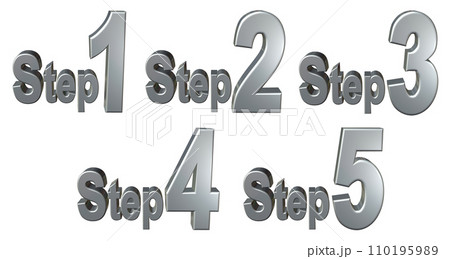 3DCG文字［Step1/Step2/Step3/Step4/Step5］シルバー,銀 110195989