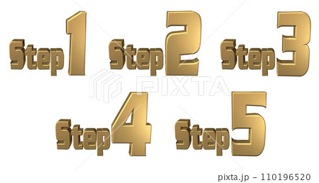 3DCG文字［Step1/Step2/Step3/Step4/Step5］ゴールド,金 110196520