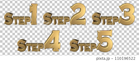3DCG文字［Step1/Step2/Step3/Step4/Step5］ゴールド,金 110196522