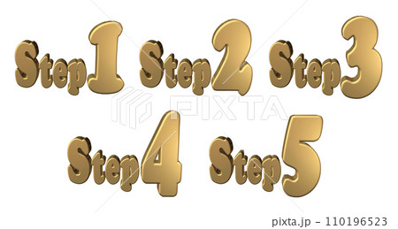 3DCG文字[Step1/Step2/Step3/Step4/Step5]ゴールド,金のイラスト素材 [110196523] - PIXTA