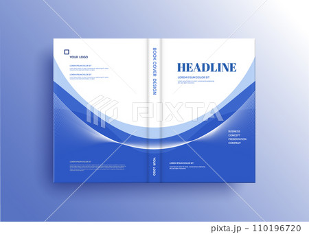 Brochure template layout, cover design annual report, magazine, flyer in A4 with blue wavy lines for business, education, advertisement. Vector illustration. 110196720