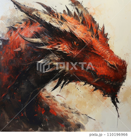 Red painting of a dragon. Year of the dragon concept. 110196966
