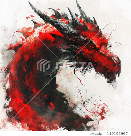 Red painting of a dragon. Year of the dragon concept. 110196967