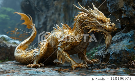 Majestic golden dragon representing wealth Majestic golden dragon representing wealth 110196972