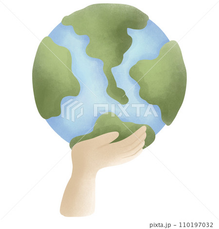 hand holding the earth illustration save the earth hand holding the earth illustration save the earth 110197032