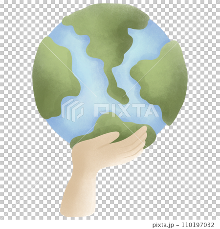 hand holding the earth illustration save the earth hand holding the earth illustration save the earth 110197032