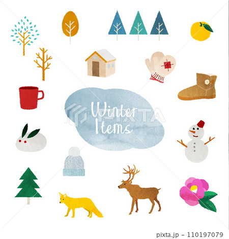 クリスマスのバナーや背景に使える冬のイラスト クリスマスのバナーや背景に使える冬のイラスト 110197079