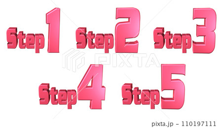 3DCG文字［Step1/Step2/Step3/Step4/Step5］レッド,赤 110197111