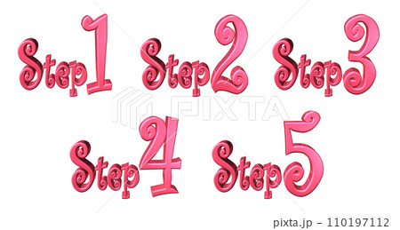 3DCG文字［Step1/Step2/Step3/Step4/Step5］レッド,赤 110197112