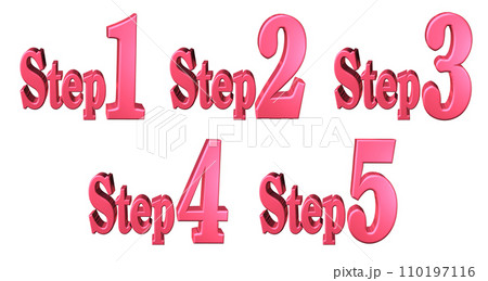 3DCG文字［Step1/Step2/Step3/Step4/Step5］レッド,赤 110197116