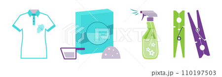 Laundry Items and Object as Clothes Washing Vector Set 110197503