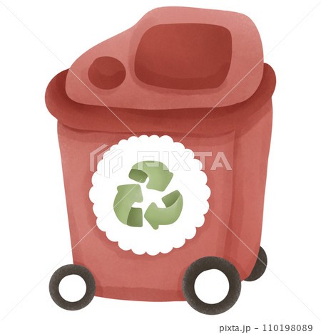 Watercolor painting of recycled trash cans 110198089