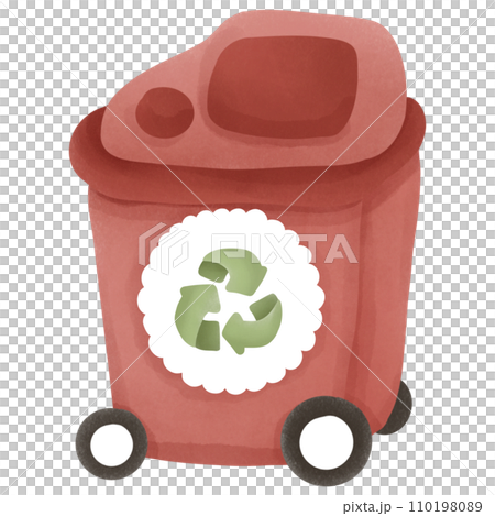 Watercolor painting of recycled trash cans 110198089