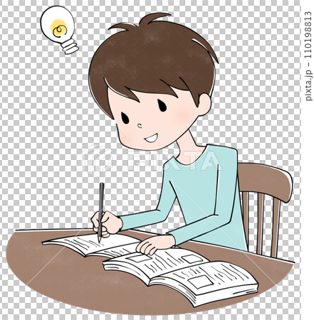 家で勉強する男の子 110198813