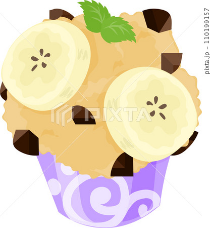 可愛くて美味しそうなバナナチョコチップマフィンのアイコン 可愛くて美味しそうなバナナチョコチップマフィンのアイコン 110199157
