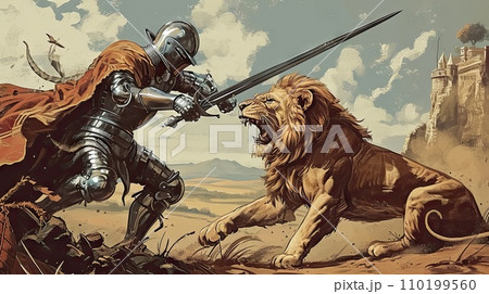 medieval style scene with fight medieval style scene with fight 110199560