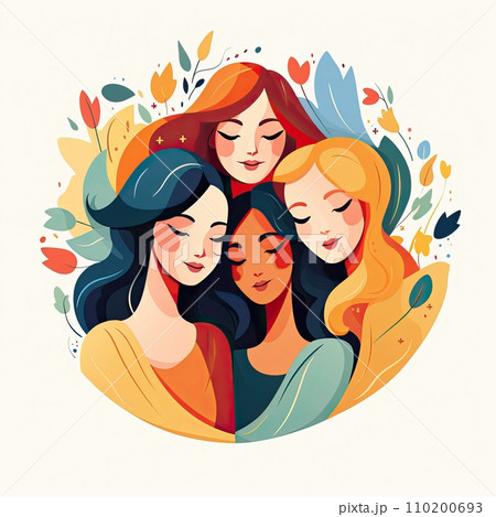 Girls friends illustration in cartoon style Girls friends illustration in cartoon style 110200693