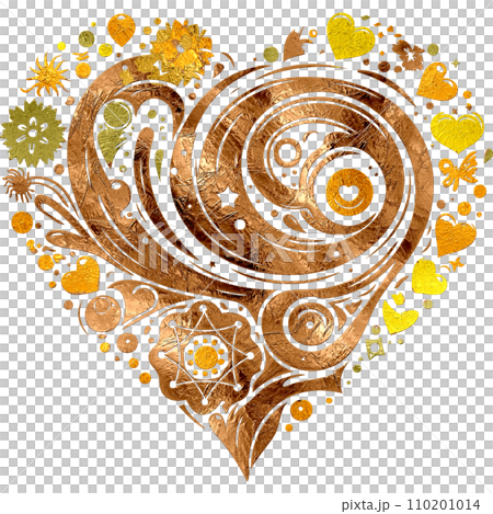 Metallic Heart-Shaped Digital Painting. 110201014