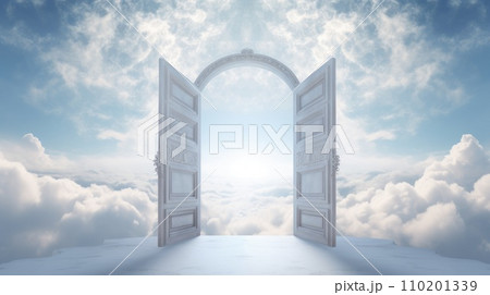 Open door to the blue cloudy sky 110201339