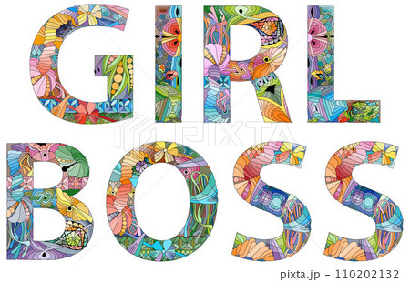 GIRL BOSS hand drawn modern design vector illustration. 110202132
