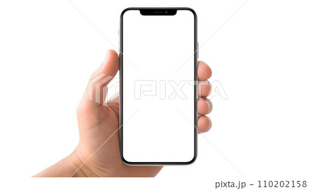 hand holding smartphone on the transparent background 110202158