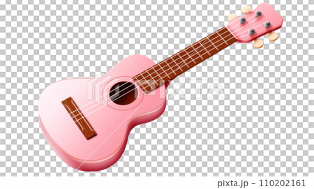 A pink ukulele on the transparent background 110202161