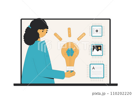 Prompt engineering. Artificial general intelligence. Vector illustration. 110202220