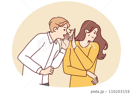 Self-sufficient woman turns away from screaming man after insults or unpleasant words. Vector image Self-sufficient woman turns away from screaming man after insults or unpleasant words. Vector image 110203158