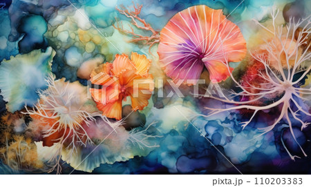 Ocean life alcohol ink paint Ocean life alcohol ink paint 110203383