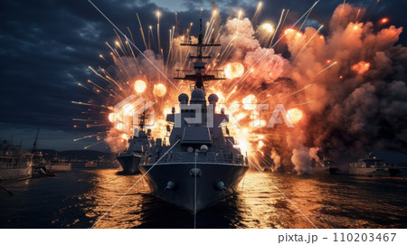 The warships fighting behind were filled with explosive light. The warships fighting behind were filled with explosive light. 110203467