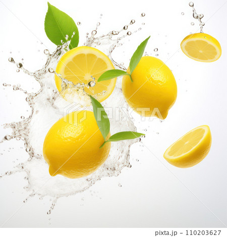 Lemon splashing on the isolated background 110203627