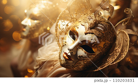 low light carnival masks golden toner close-up low light carnival masks golden toner close-up 110203831